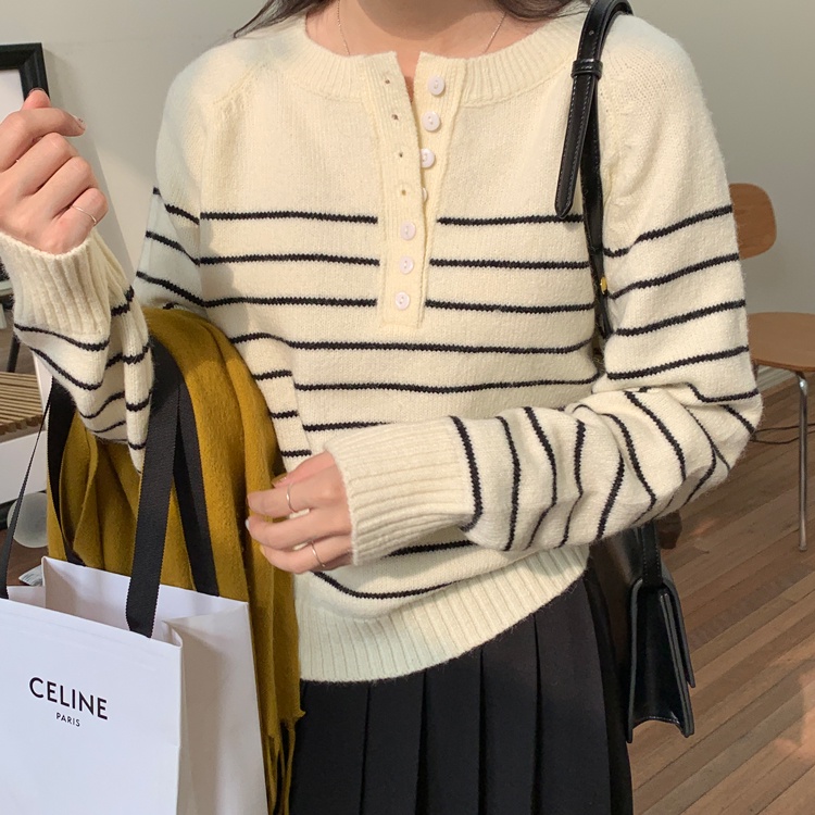 57048 Áo Len Chui Đầu Sọc Sáp Mềm