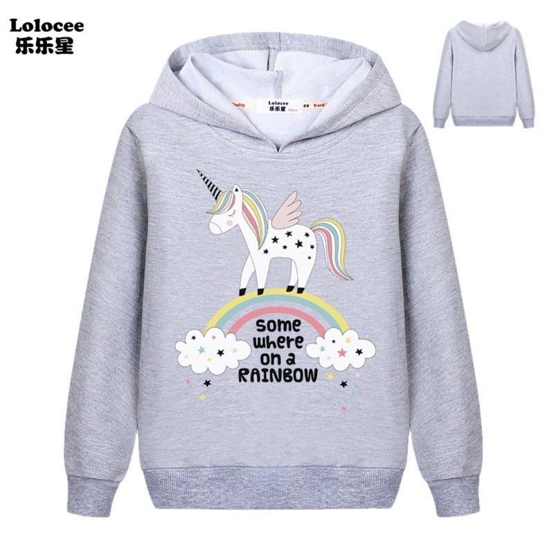 Áo Hoodie In Hình Ngựa Một Sừng Dễ Thương Cho Bé Gái