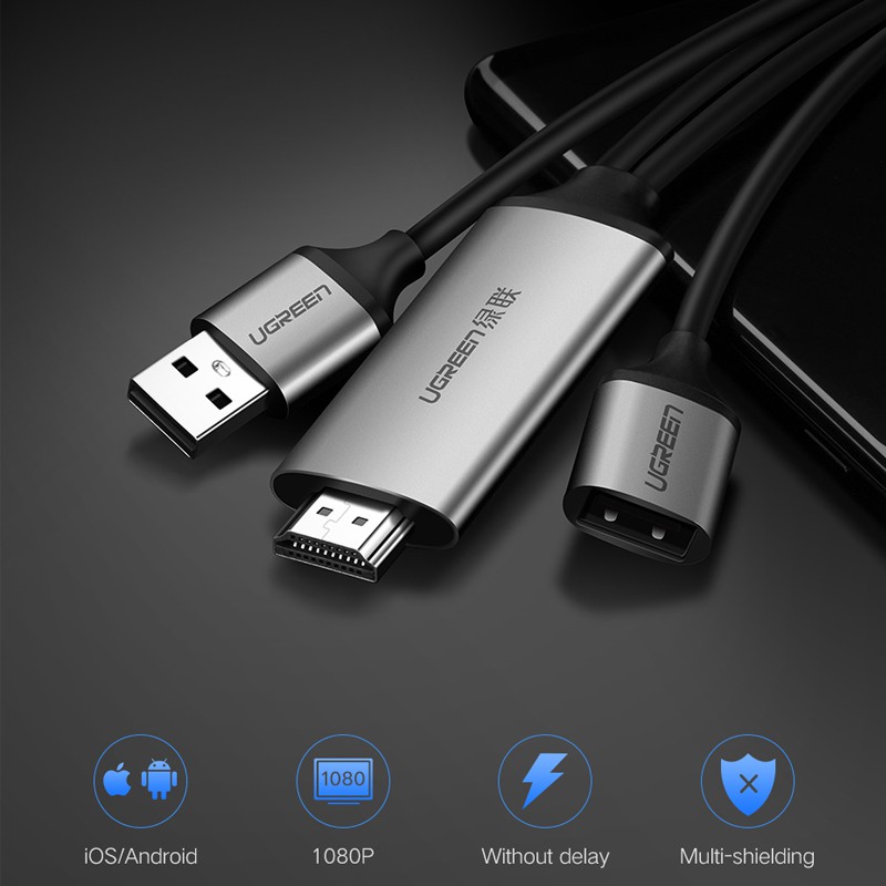 [Mã ELHACE giảm 4% đơn 300K] Cáp Chuyển Đổi USB (Micro, Lightning, Type-C) Sang HDMI UGREEN 50291