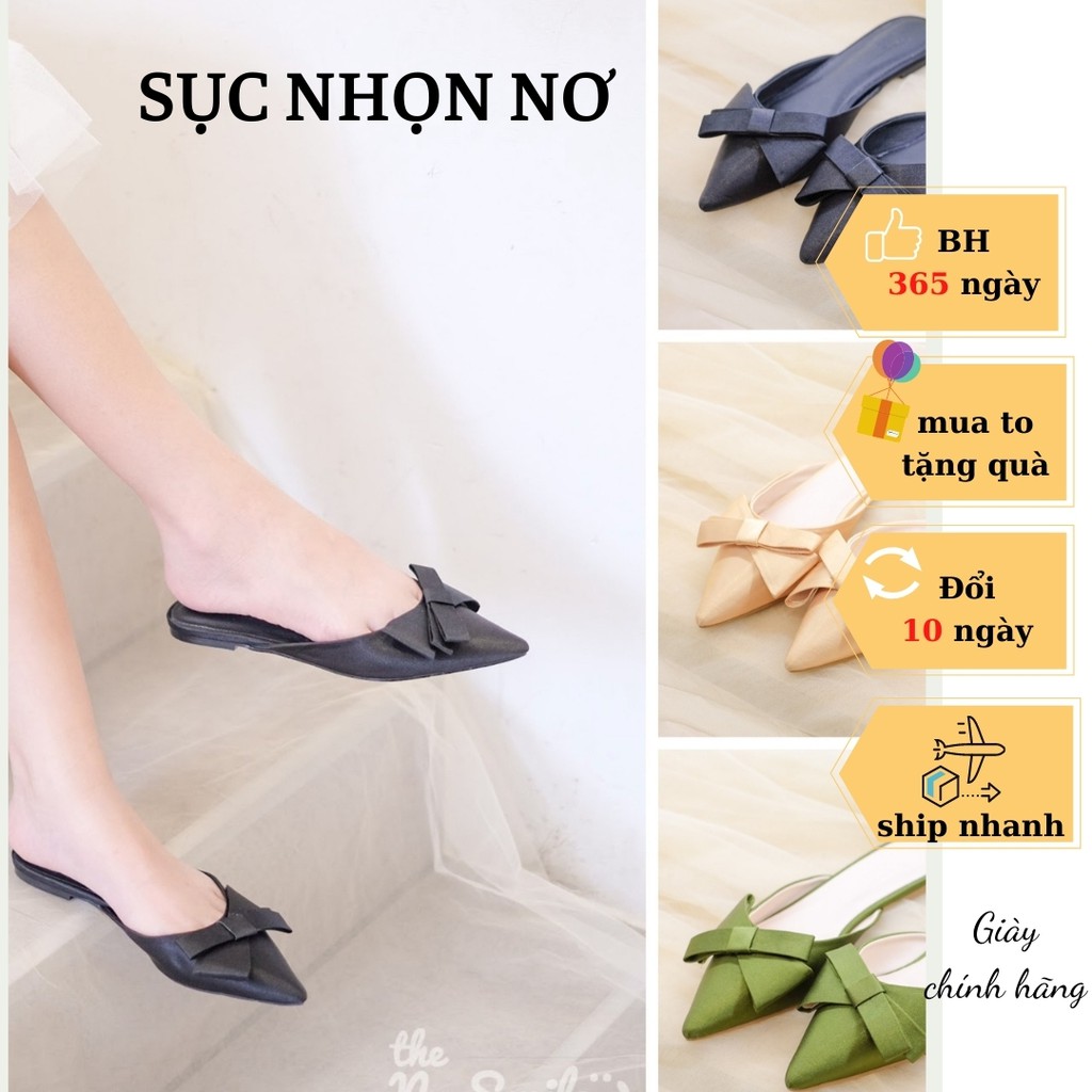 Dép SỤC NHỌN NƠ SATIN  FLASH SALE  - THENYSMILE - XEKO