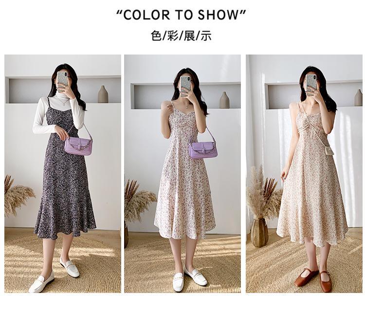 Đầm Hai Dây Vải Voan In Hoa Thời Trang Mùa Hè Dành Cho Nữ Size S-2Xl