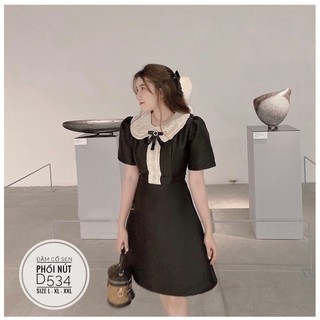 Bigsize Đầm cổ sen phối nút D534