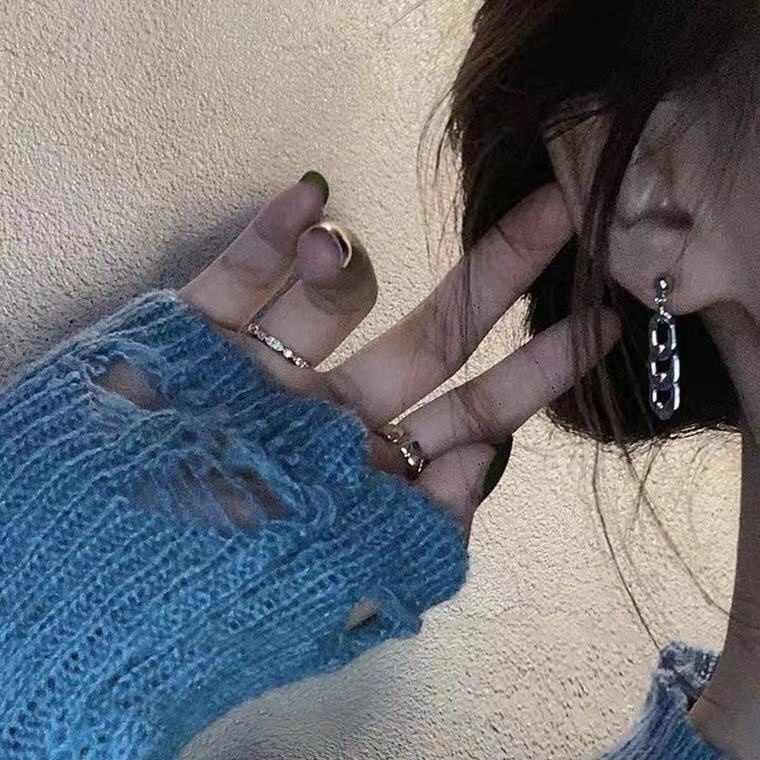 Bông Tai Mạ Bạc Hình Tròn Nhỏ Phong Cách hip hop punk Hàn Quốc Thời Trang Cho Nữ