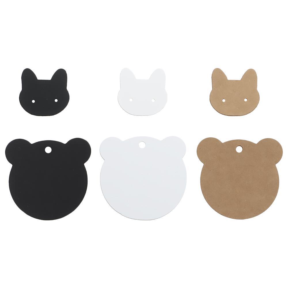 Set 100 Tấm Thẻ Giấy Kraft 3.5x3.5cm 6x6cm Họa Tiết Động Vật Hoạt Hình Dễ Thương