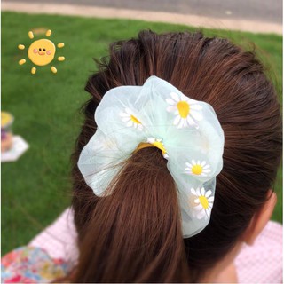 Dây Buộc Tóc - Scrunchies Hoa Cúc Daisy 2 Lớp