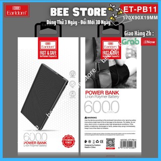 [CHÍNH HÃNG] Sạc dự phòng Earldom đen 6.000mAh PB11