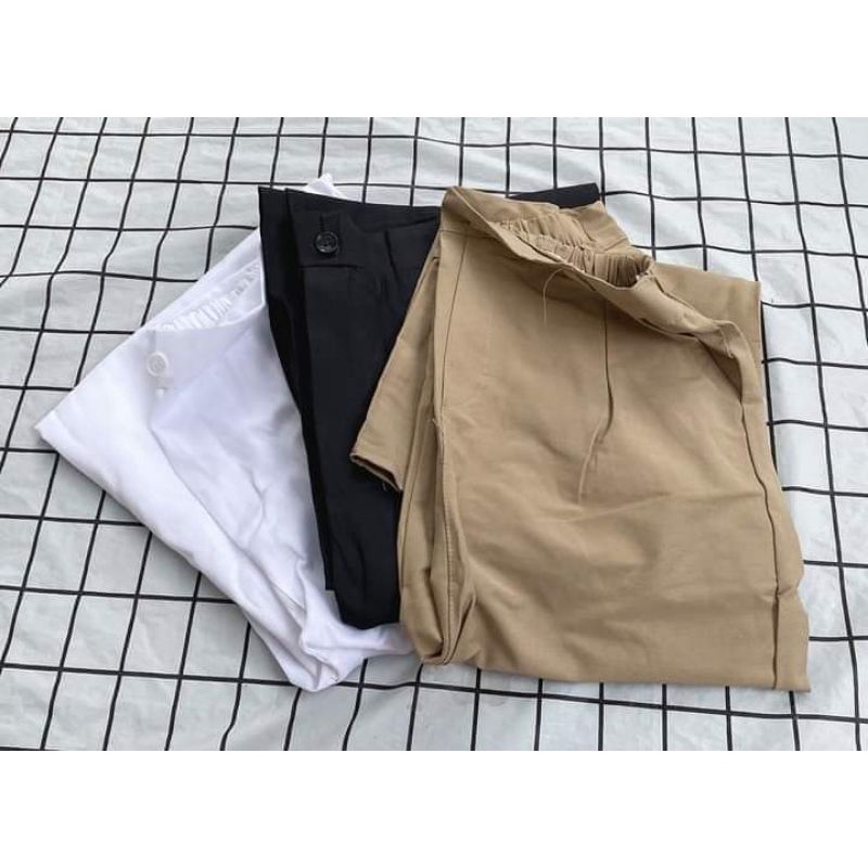 Quần ông rộng kaki cúc trước lưng chun nganunisex