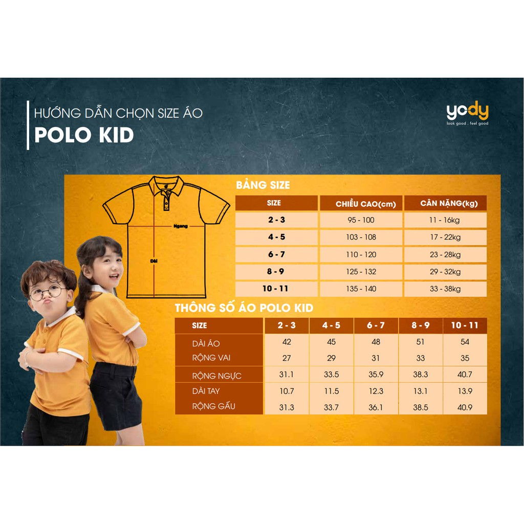 Áo Polo Yody Trẻ em chất liệu Cotton Pima Thấm Hút Mềm Mịn Kid3261