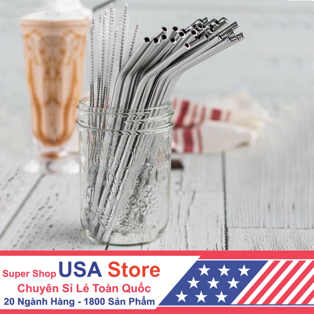 Set 4 Ống Hút Inox Tặng Chổi Cọ