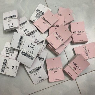 Phần 2 (tt) Set 50 Cái Tag Giấy - Thẻ Bài Giấy F21 Girls Hồng Đục Sẵn Lỗ Tròn Chuẩn Xuất Dư Đủ Mẫu Đủ Size Hàng Công Ty