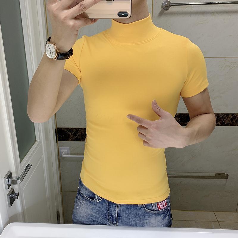 Áo nam Ngắn Tay Cổ Cao Màu Trơn Phong Cách Hàn Quốc Thời Trang Thu Đông 2022 Se