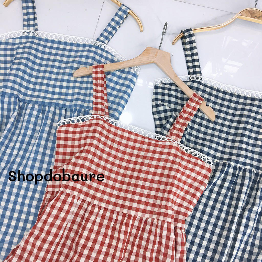 Váy bầu kẻ cổ vuông 2 dây Xuân hè - 𝐕𝟓𝟎