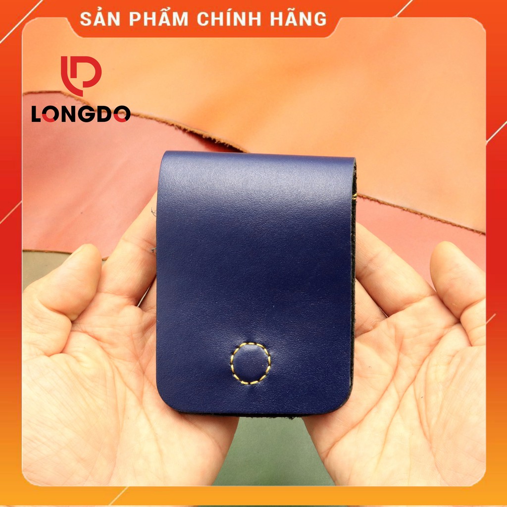 Ví Sen 3 Cao Cấp - Cam Kết 100% Da Bò Thật - Bóp Da Nam Mini Màu Xanh Navy Hàng Chính Hãng Thương Hiệu Longdo Leather