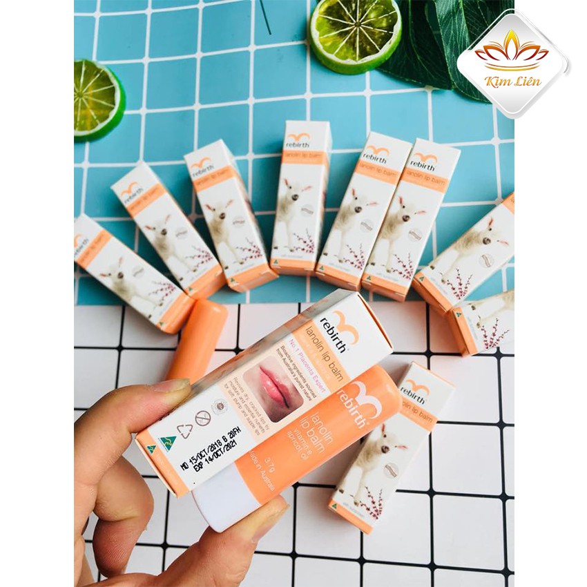 [Mã SKAMLTSM9 giảm 10% đơn 99K] SON DƯỠNG MÔI NHAU THAI CỪU CHỐNG KHÔ MÔI, NỨT NẺ REBIRTH LANOLIN LIP BALM