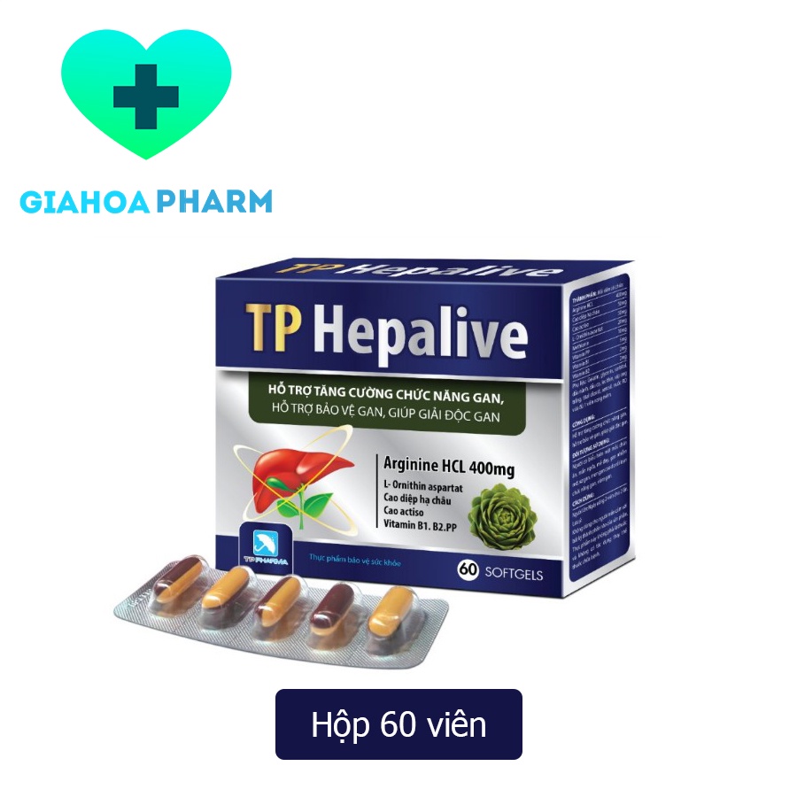 Viên uống hỗ trợ tăng cường chức năng gan TP Hepalive giúp bảo vệ gan, giải độc gan - Hộp 60 viên