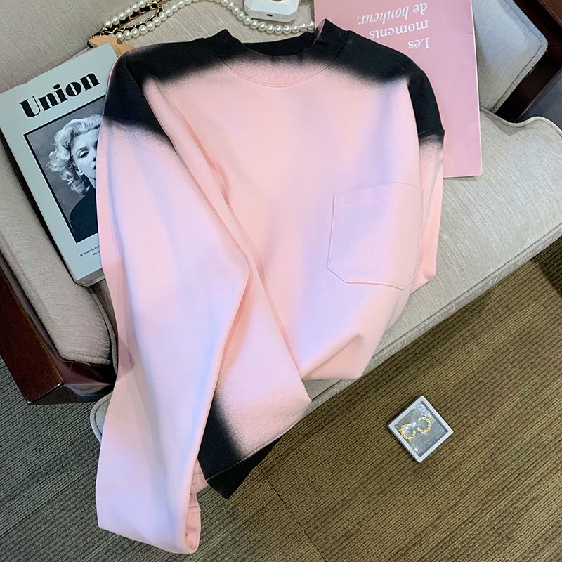 Áo Khoác sweater Cổ Tròn Dáng Rộng Màu Hồng Ngọt Ngào Thời Trang Xuân Thu Mới Cho Nữ