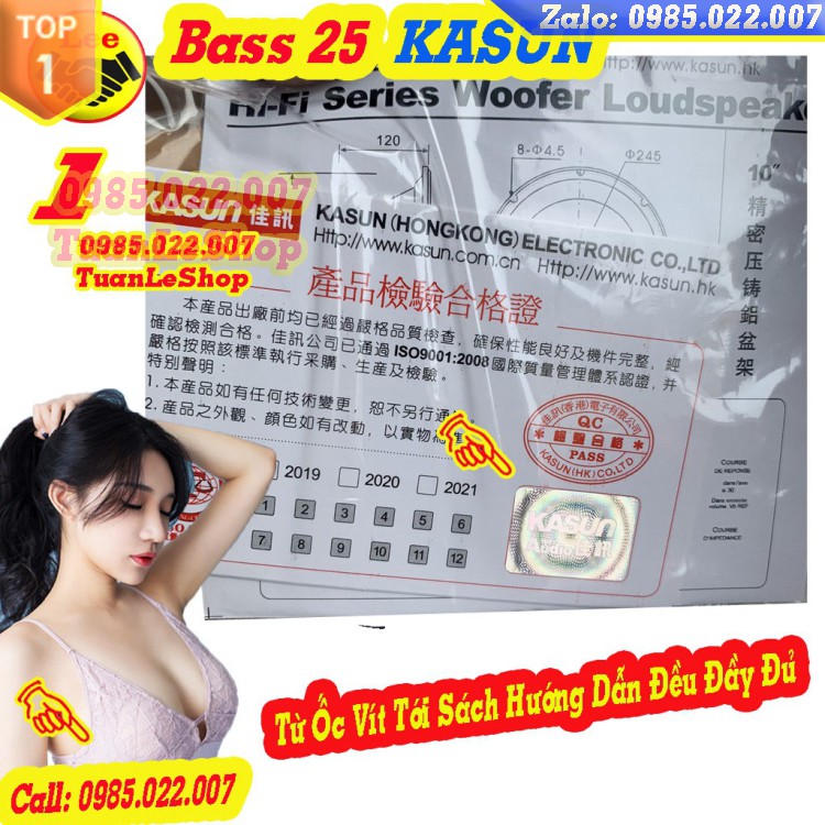 BASS 2.5 TẤC KASUN HỒNG KÔNG CAO CẤP - GIÁ 1 LOA BASS 25 XÁM