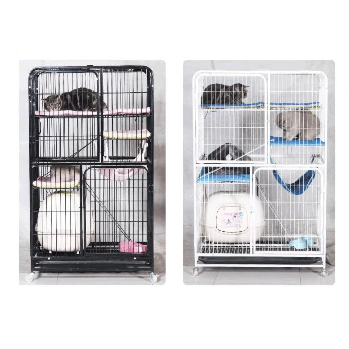Chuồng Mèo 3 Tầng 78x55x137cm Nan Ống Dày Sơn Tĩnh Điện Nhiều Màu Sắc
