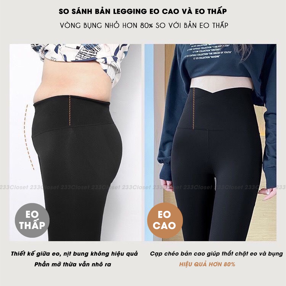 Quần legging nâng mông 23Closet quần legging nữ dài gen bụng cao cấp bản cạp cao nâng mông màu đen - QLG02