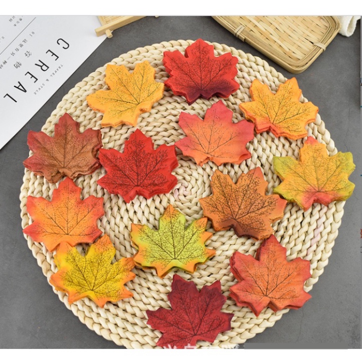 (GIỐNG THẬT) LÁ PHONG / MAPLE LEAF xanh, đỏ, cam decor background. lá cây giả phụ kiện trang trí chụp ảnh
