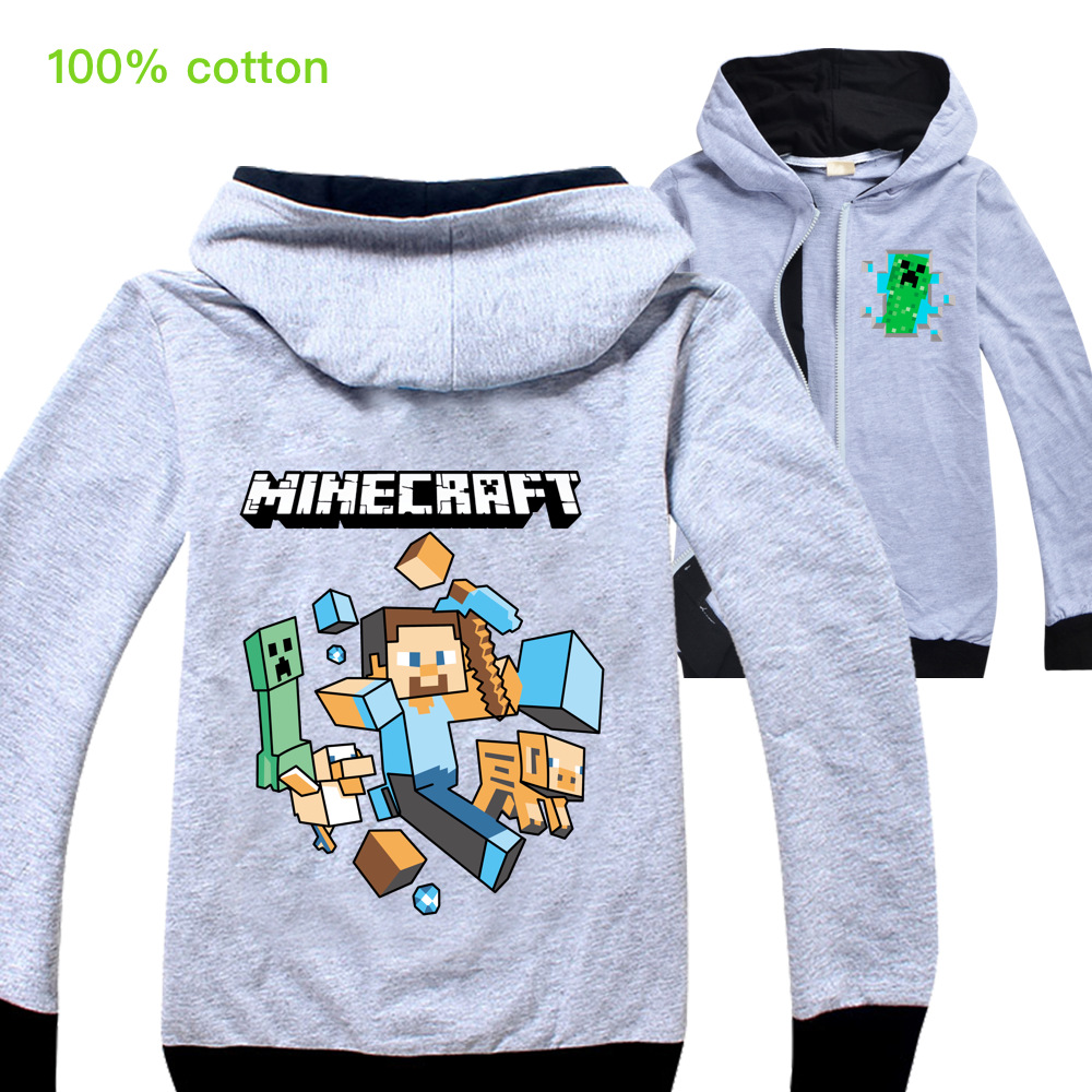 Áo Khoác Hoodie Khóa Kéo In Hình Game Minecraft Thời Trang Mùa Xuân 2020 Cho Bé Trai