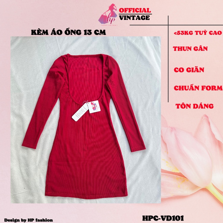 Đầm váy nữ ôm body cổ U kèm áo ống trong mặc 2 kiểu thời trang nữ - VD101