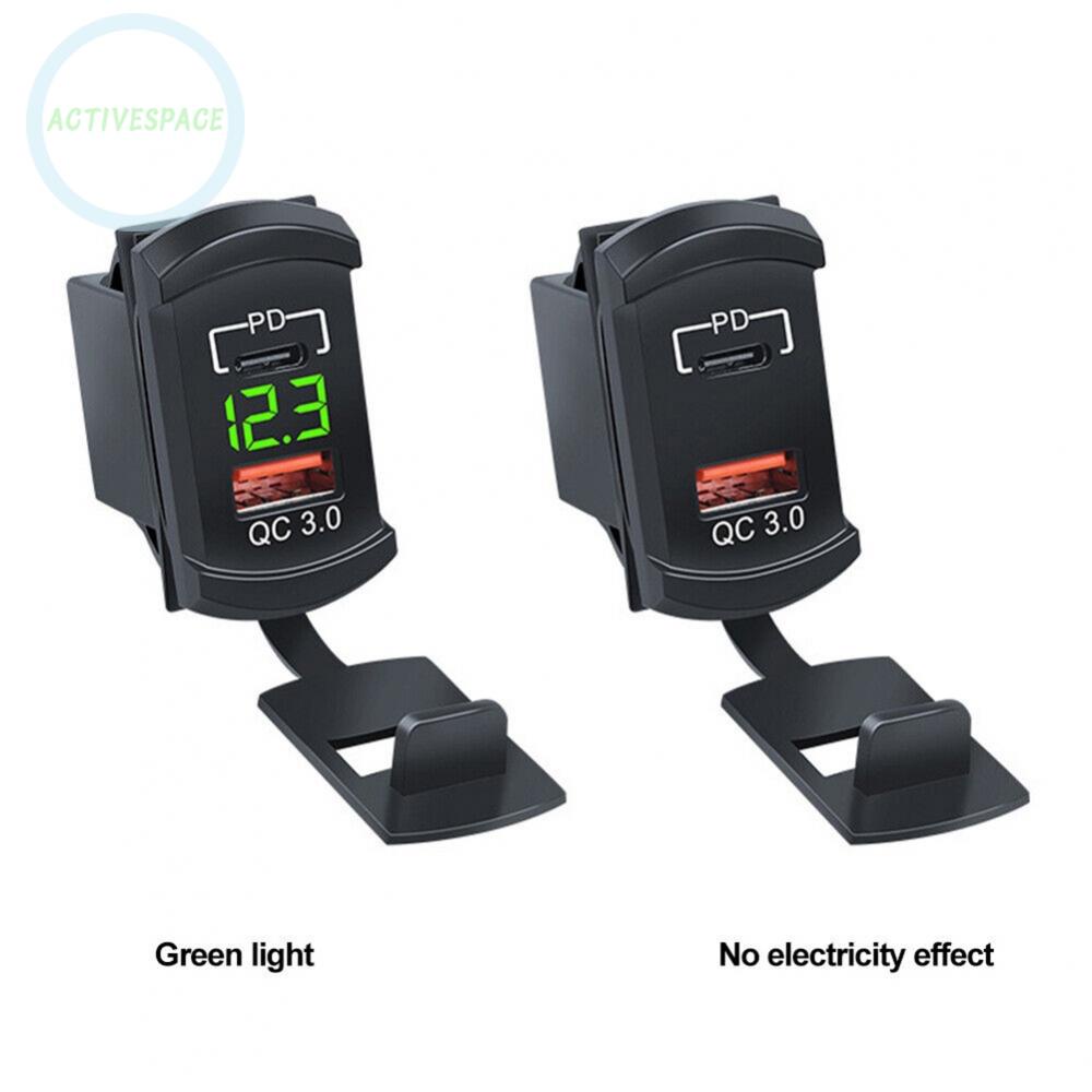 12/24V 18W QC 3.0 PD Fast Dual Type-C USB Car Charger Socket Adapter Mount Panel