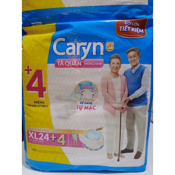 Bỉm tã quần người lớn Caryn XL24 + 4 miếng