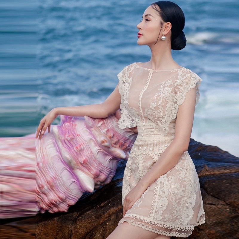 Đầm ren dáng ngắn hàng cao cấp