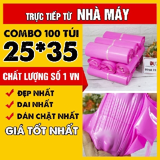 [CHẤT LƯỢNG] 100 Túi Đóng Hàng Niêm Phong Chuyên Dụng Màu Hồng Sang Chảnh Size 25x35