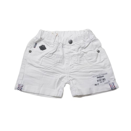 9197-M2- Quần sooc kaki bé trai, nhăn đùi, viền gấu, trắng, size bé 1-7