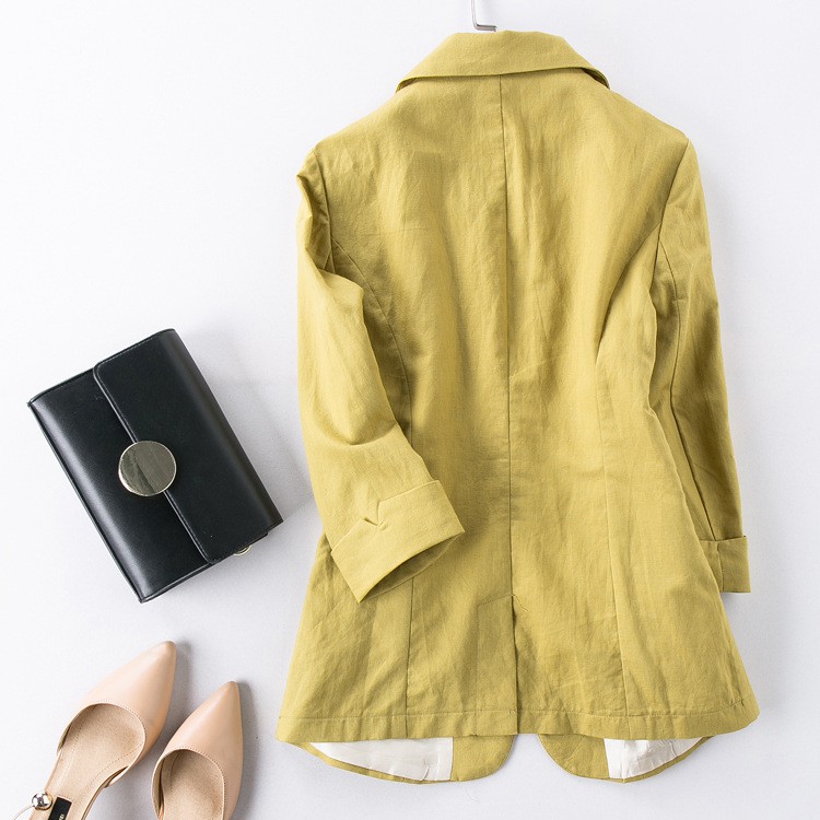 Áo vest blazer Linen nữ dáng lửng tay lỡ túi hộp, thời trang phong cách trẻ ...