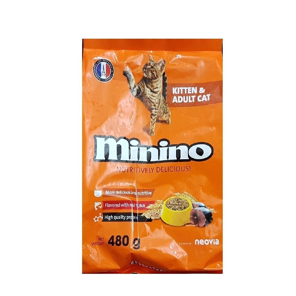 THỨC ĂN MÈO MININO, DÙNG CHO MÈO MỌI LỨA TUỔI THỨC ĂN MÈO DẠNG HẠT MÈO KHÔ (480 GR)