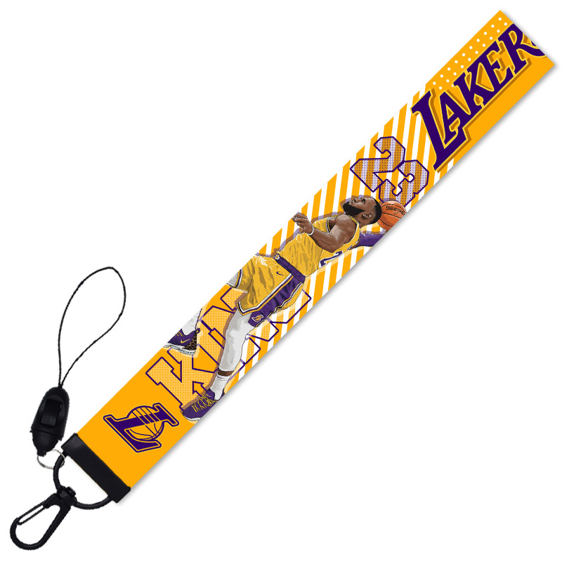 New 2in1 NBA Star Lakers James Long and Short Mobile Phone Lanyard ID Holder for Student and Work Card Neck and Wrist Phone Rope Strap Dây điện thoại