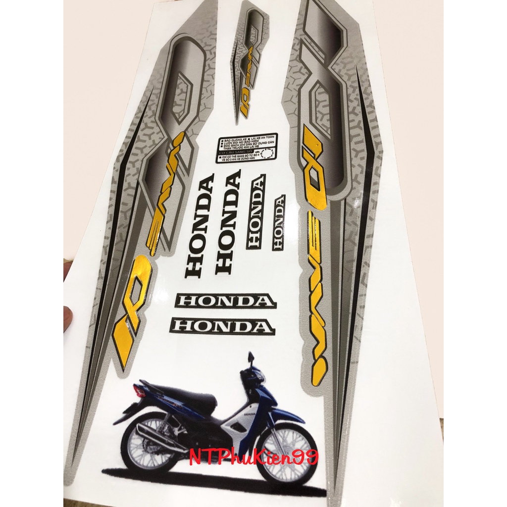 Tem Wave Zin GHÉP CROM Màu Đen Bạc Dán cho Wave 50cc-100cc-110cc