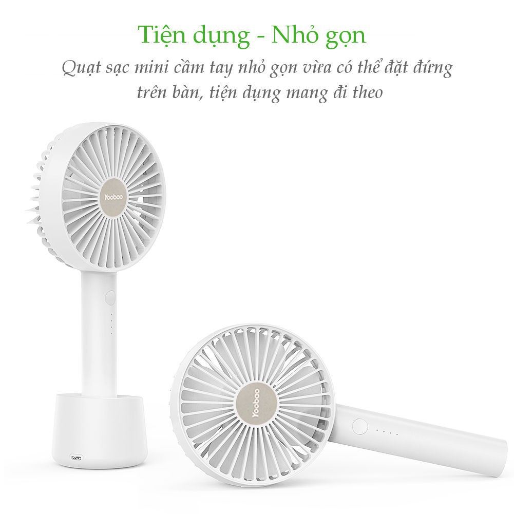 Quạt Yoobao Quạt cầm tay mini F02 - 3 tốc độ gió - Pin siêu trâu - có bảo hành 6 tháng