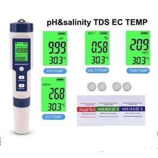 Bút đo kiểm tra chất lượng của nước 5in1(đo độ mặn,đo pH,đo nhiệt độ...)