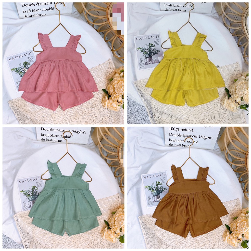 Bộ 2 Dây Dáng Babydoll Chất Lụa Tơ Siêu Mềm Mát Cho Bé Gái