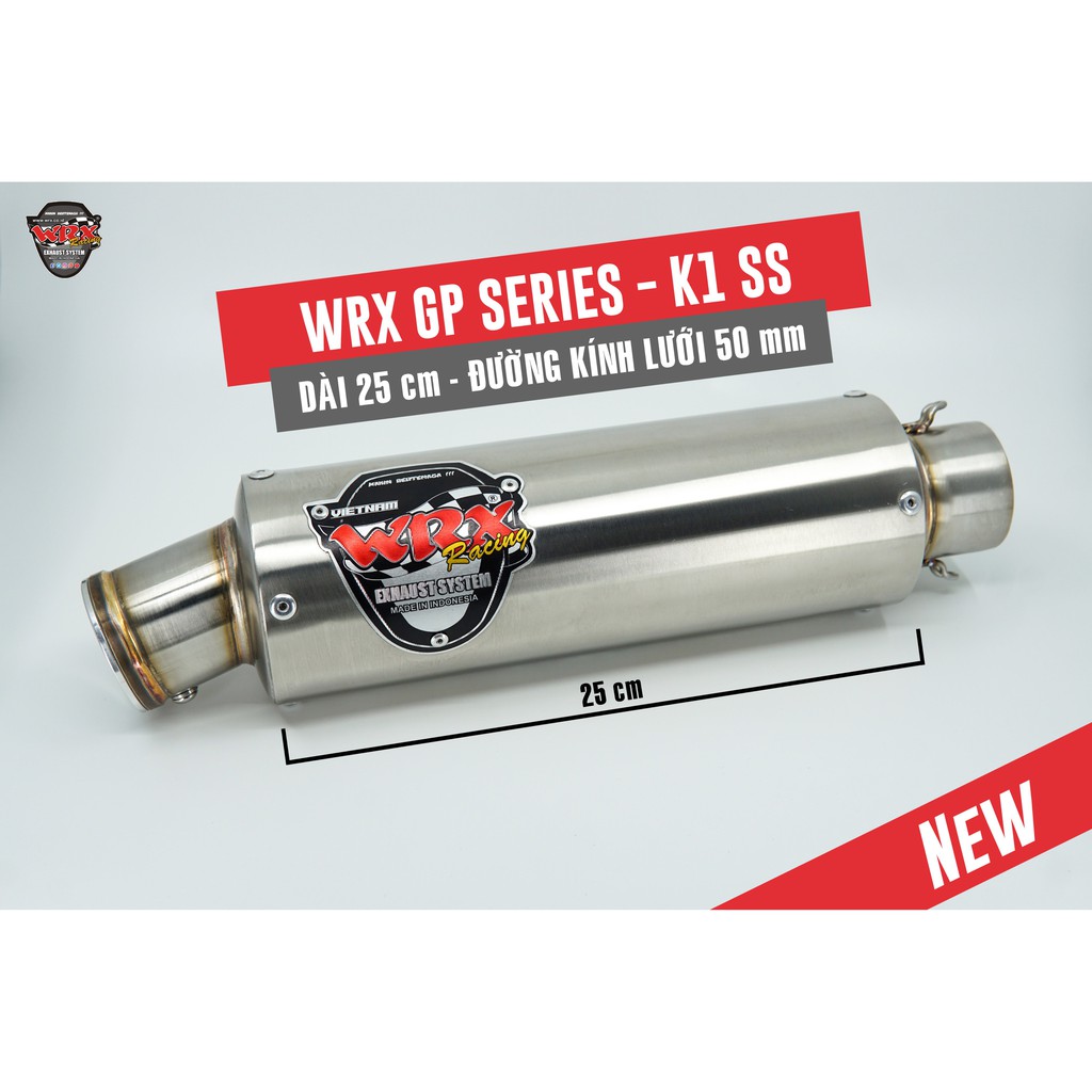 Pô WRX GP K1 tròn màu inox