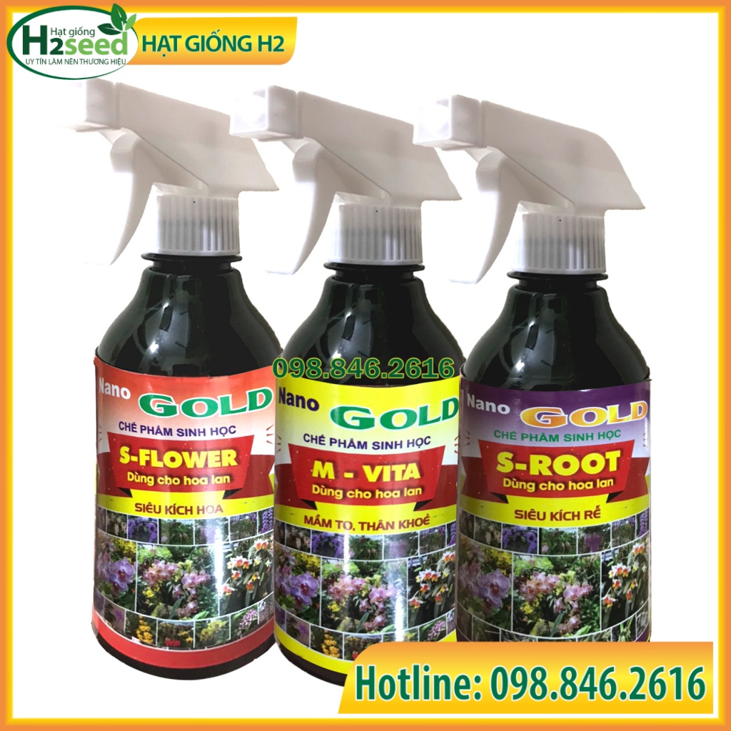 Bộ 3 Chai xịt Chế phẩm sinh học Nano GOLD dùng cho hoa lan kích mầm, thân, rễ khỏe mạnh, hoa nở sớm