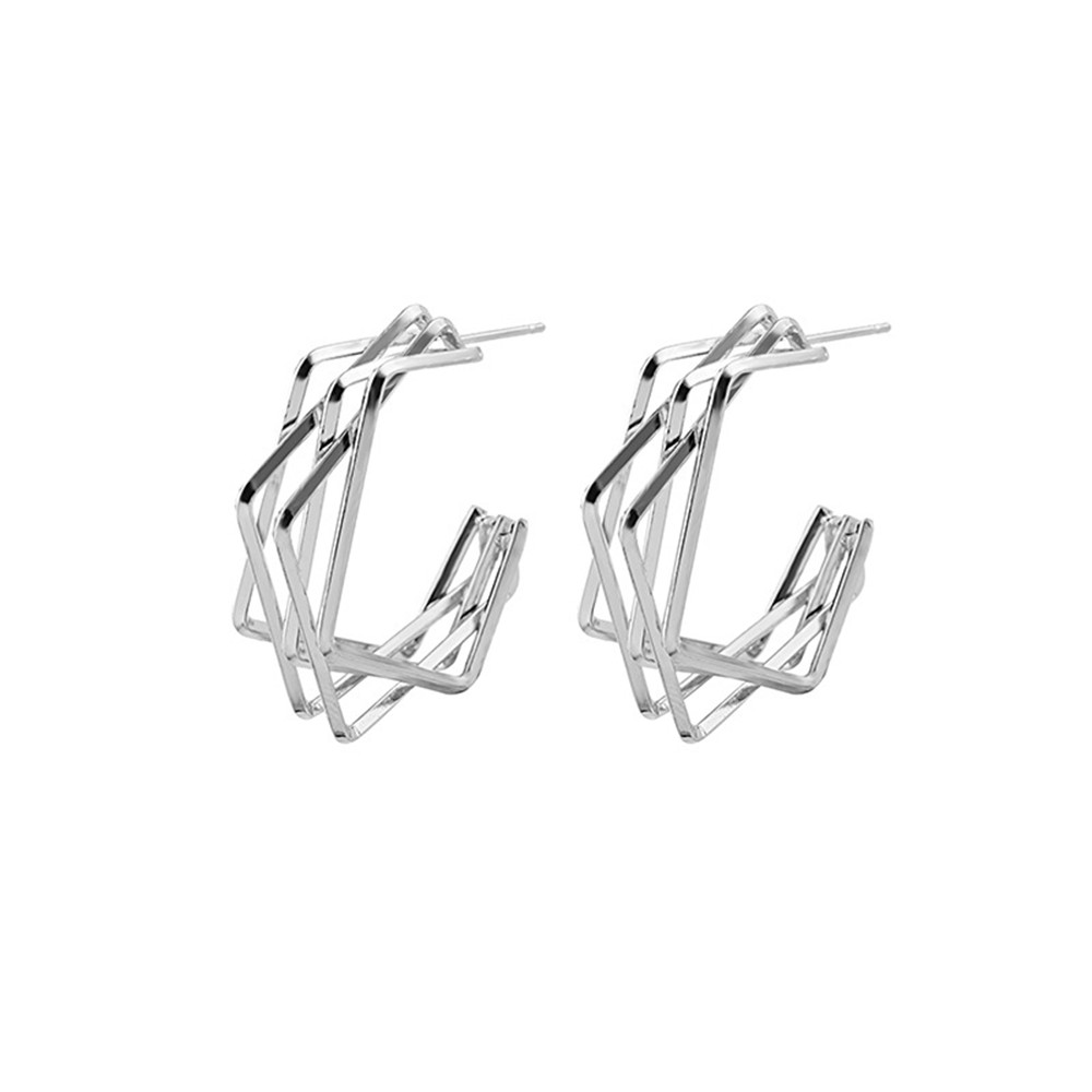 Khuyên tai màu vàng kim/bạc họa tiết hình học cho nữ