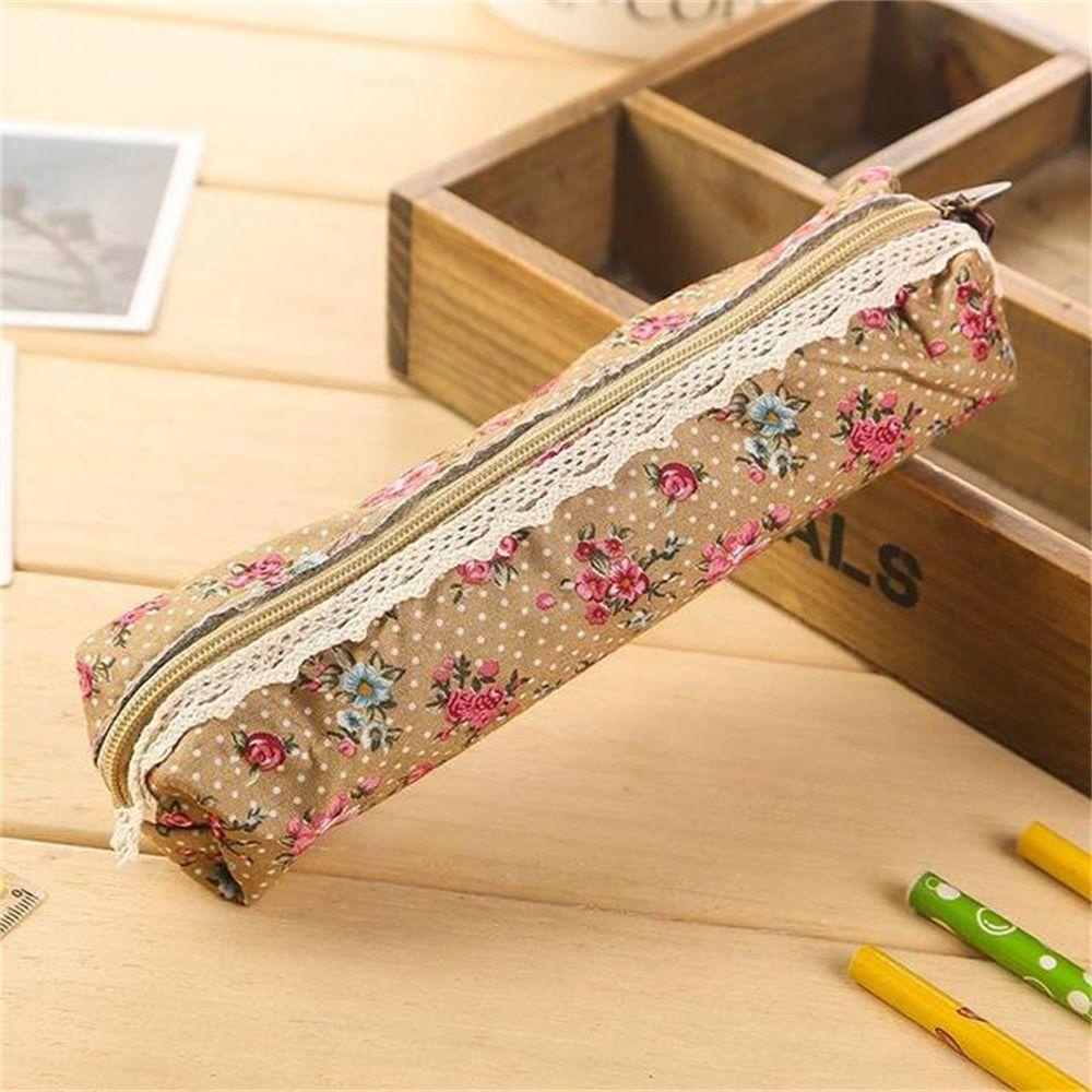 Túi Đựng Đồ Trang Điểm Mini Họa Tiết Hoa Vintage Có Khóa Kéo