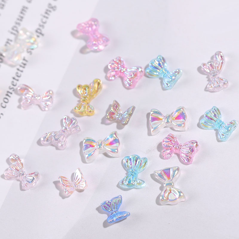 Set 10 phụ kiện MISSCHEERING trang trí móng tay bằng silicon hình nơ thời trang độc đáo