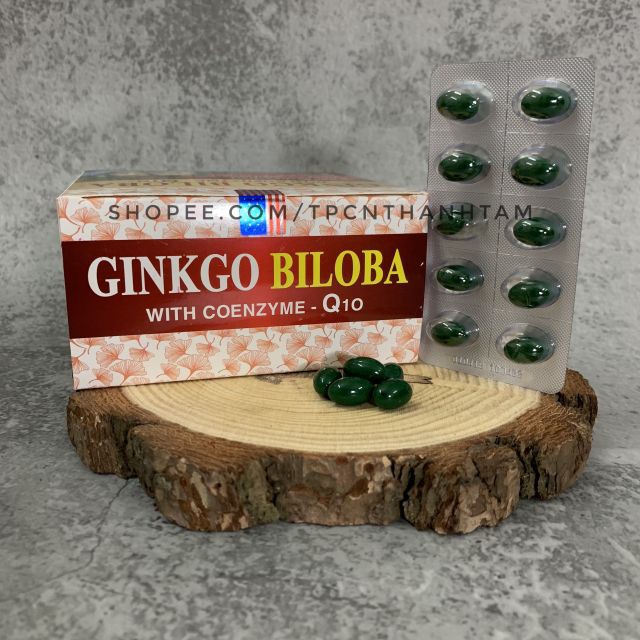 Viên uống bổ não GINKGO BILOBA Q10 giúp tăng cường trí nhớ, tăng tuần hoàn máu não, ngừa tai biến – HỘP 100 viên