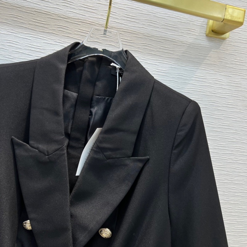 Đầm blazer dáng ngắn ôm hai hàng cúc ánh kim sang trọng thương hiệu YSL cao cấp