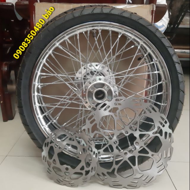 BÁNH căm RAIDER SATRIA niềng sắt union full vỏ ruột BLAZETEGH như hình kèm 2 đĩa trước sau gắn như zin k cần chế cháo