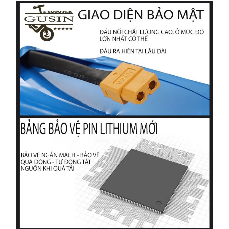 Pin Xe Điện Cân Bằng Lithium 42v/ Pin Xe Drift / GuSin / Chính Hảng / Độc Quyền / Tp.Hcm