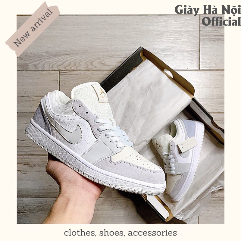 Giày Jordan Nam Nữ Thể Thao, Giày JD1 Cổ Thấp Paris Xám Trắng Thời Trang Hàng Đẹp Full Box