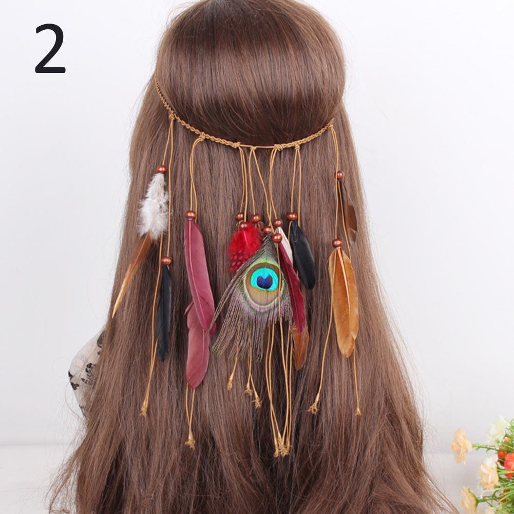 Băng Đô Cài Tóc Đính Lông Vũ Phong Cách Boho Cho Nữ