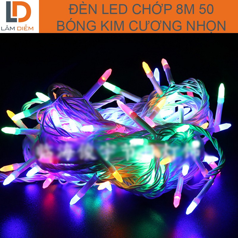 ĐÈN LED CHỚP 8M 50 BÓNG KIM CƯƠNG NHỌN CÓ ĐỦ MÀU